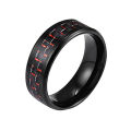 Fashion 8 mm de fibra de carbono rojo anillo de acero de acero Joyas negras Anillos de tungsteno